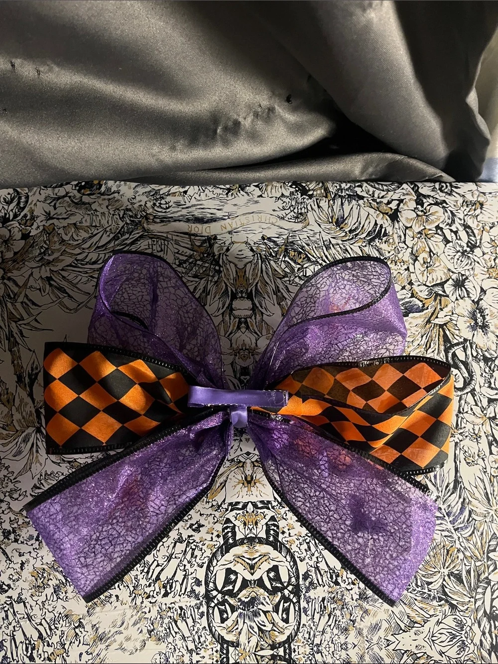 Handmade Kids Halloween Spider Bow Hair Accessory - Purple, Orange, White